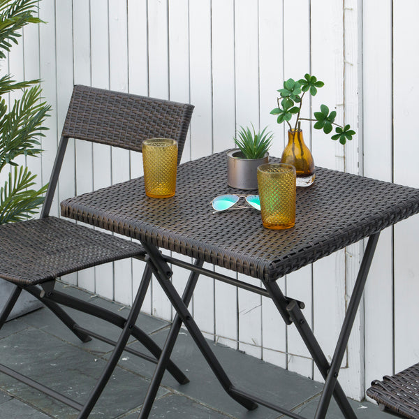 Ensemble bistrot de jardin Ensemble Meubles de Jardin Design Table carré et chaises Pliables résine tressée 4 Fils métal Noir