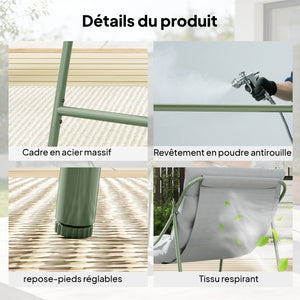 Ensemble bistrot de jardin 3 pièces, salon de jardin extérieur 2 personnes avec 2 chaises, table basse et coussins, mobilier de jardin, terrasse, balcon, véranda, gris clair