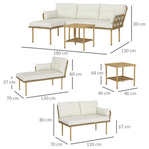 Salon de jardin exterieur 4 personnes 3 pièces avec 1 table basse coussins grand confort inclus résine tressée crème