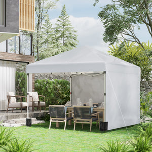 Tonnelle de jardin pop-up pliant barnum réglable en hauteur protection UV 30+ 2 parois latérales - sac de transport inclus - pour fête, événement plein air - 297 x 297 x 288 cm gris clair