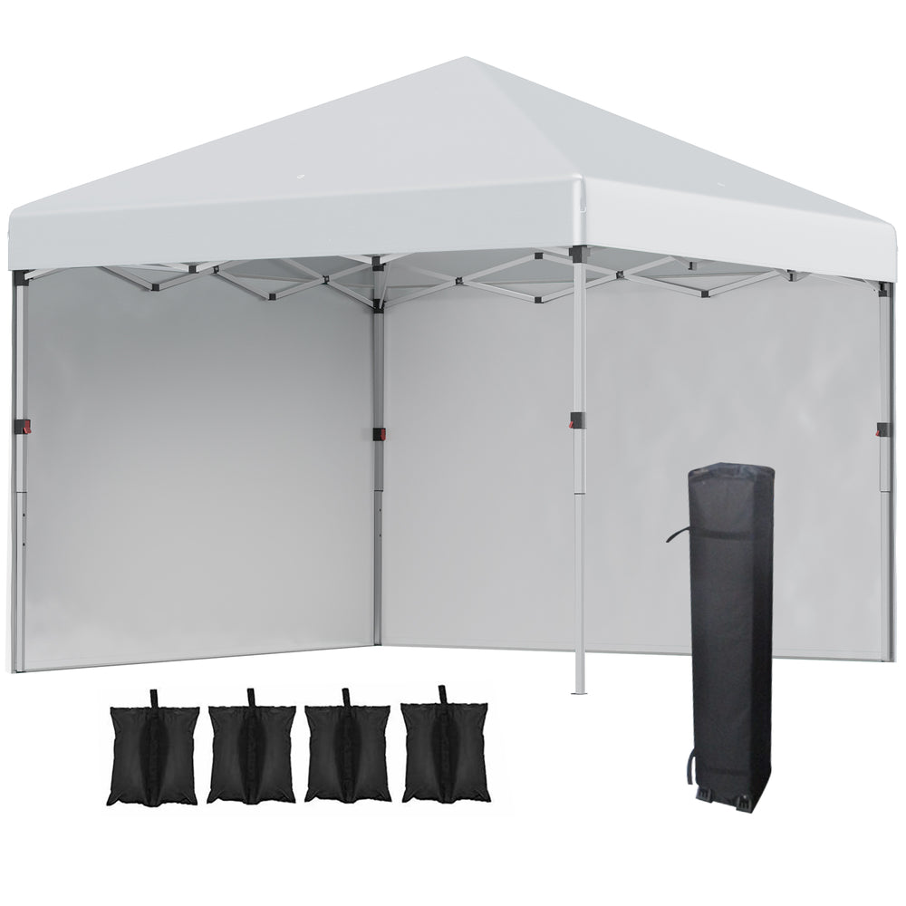Tonnelle de jardin pop-up pliant barnum réglable en hauteur protection UV 30+ 2 parois latérales - sac de transport inclus - pour fête, événement plein air - 297 x 297 x 288 cm gris clair