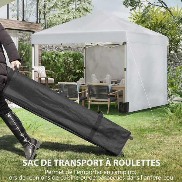Tonnelle de jardin pop-up pliant barnum réglable en hauteur protection UV 30+ 2 parois latérales - sac de transport inclus - pour fête, événement plein air - 297 x 297 x 288 cm gris clair