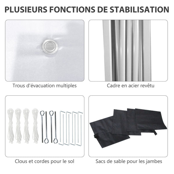 Tonnelle de jardin pop-up pliant barnum réglable en hauteur protection UV 30+ 2 parois latérales - sac de transport inclus - pour fête, événement plein air - 297 x 297 x 288 cm gris clair