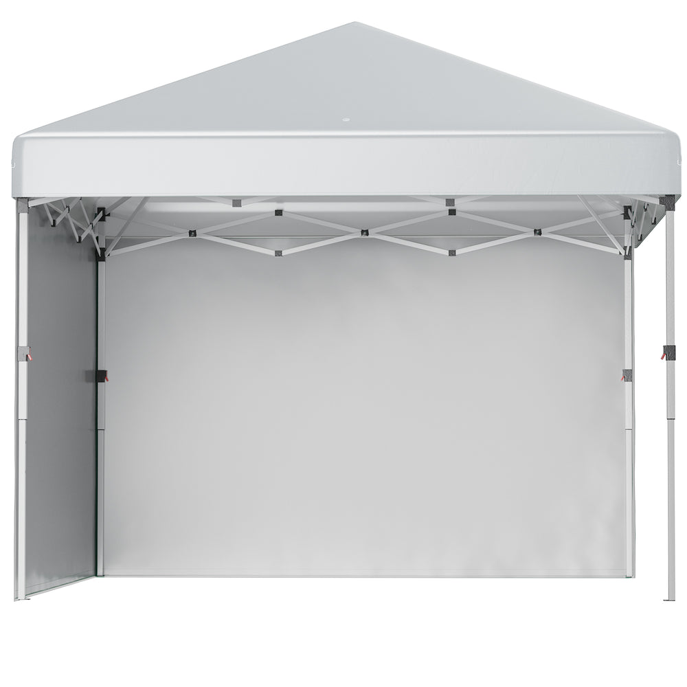 Tonnelle de jardin pop-up pliant barnum réglable en hauteur protection UV 30+ 2 parois latérales - sac de transport inclus - pour fête, événement plein air - 297 x 297 x 288 cm gris clair