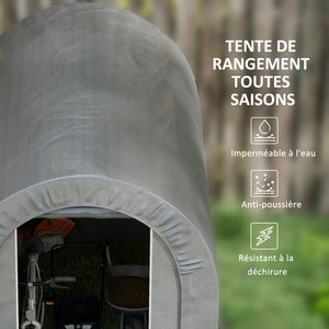 Abri de jardin tente de rangement extérieur abri de vélo garage pour vélo bâche en PE cadre en métal galvanisé dim. 2,4 x 1,6 x 1,9 m gris