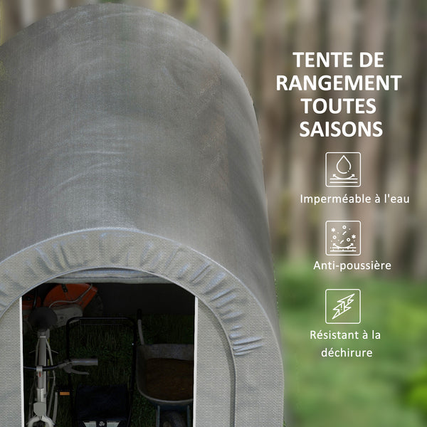 Abri de jardin tente de rangement extérieur abri de vélo garage pour vélo bâche en PE cadre en métal galvanisé dim. 2,4 x 1,6 x 1,9 m gris