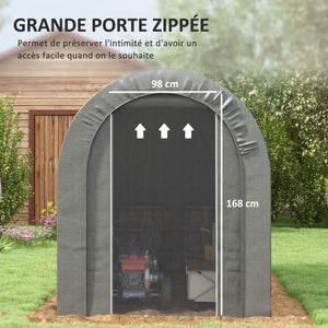 Abri de jardin tente de rangement extérieur abri de vélo garage pour vélo bâche en PE cadre en métal galvanisé dim. 2,4 x 1,6 x 1,9 m gris