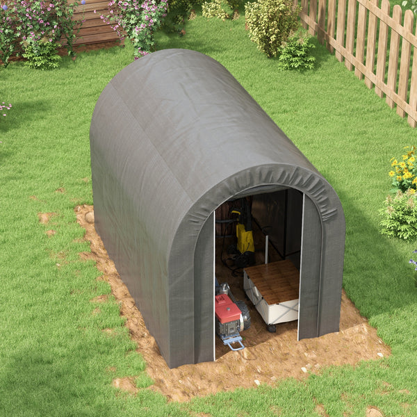 Abri de jardin tente de rangement extérieur abri de vélo garage pour vélo bâche en PE cadre en métal galvanisé dim. 2,4 x 1,6 x 1,9 m gris