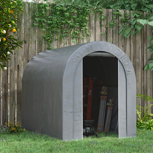 Abri de jardin tente de rangement extérieur abri de vélo garage pour vélo bâche en PE cadre en métal galvanisé dim. 2,4 x 1,6 x 1,9 m gris