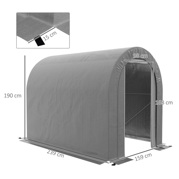 Abri de jardin tente de rangement extérieur abri de vélo garage pour vélo bâche en PE cadre en métal galvanisé dim. 2,4 x 1,6 x 1,9 m gris