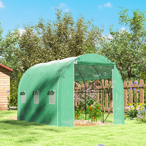 Serre de jardin 6 m² 3 x 2 m avec 1 porte + 2 parois latérales zippées enroulables, 6 fenêtres, acier galvanisé PE haute densité 140 g/m² Anti-UV vert