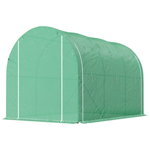 Serre de jardin 6 m² 3 x 2 m avec 1 porte + 2 parois latérales zippées enroulables, 6 fenêtres, acier galvanisé PE haute densité 140 g/m² Anti-UV vert