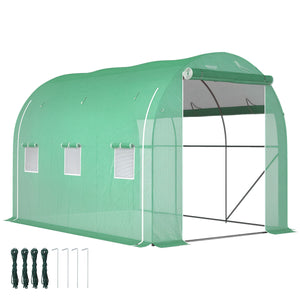 Serre de jardin 6 m² 3 x 2 m avec 1 porte + 2 parois latérales zippées enroulables, 6 fenêtres, acier galvanisé PE haute densité 140 g/m² Anti-UV vert