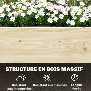 Jardinière à 2 Niveaux avec Treillis, bac à fleurs, lit surélevé avec tissu non tissé, pour plantes grimpantes, légumes, bois, intérieur et extérieur, 108 x 62 x 120 cm effet bois naturelle