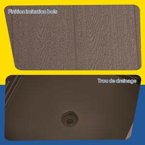 Pied de parasol base de lestage table d'appoint jardinière avec drainage roulettes et poignées PE et métal dim. 53L x 53l x 47H cm marron