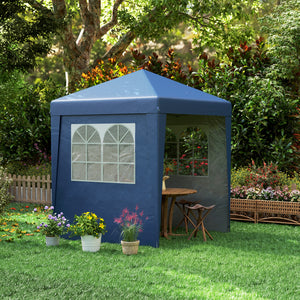 Tonnelle de jardin pliante pop-up 2 x 2 m tente de réception hauteur réglable 3 niveaux Anti-UV 30+ 3 parois latérales avec 4 sacs de sable et 1 sac de transport tissu Oxford acier bleu foncé
