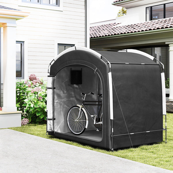Tente de vélo pour le rangement extérieur, abri de vélo portable pour 3-4 vélos abri de jardin avec 2 poches latérales, 220 x 150 x 195 cm, noir