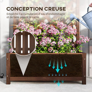 Jardinière avec Treillis - bac à Fleurs - jardinière sur Pied - dim. 76L x 36l x 170H cm - Fond à Lattes - Bois Sapin pré-huilé foncé marron