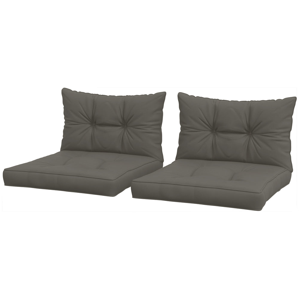 Lot de 4 coussins pour le jardin avec 2 coussins d'assise et 2 coussins de dossier, style capitonné, polyester, gris anthracite