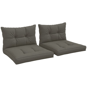 Lot de 4 coussins pour le jardin avec 2 coussins d'assise et 2 coussins de dossier, style capitonné, polyester, gris anthracite
