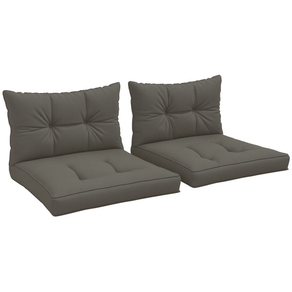 Lot de 4 coussins pour le jardin avec 2 coussins d'assise et 2 coussins de dossier, style capitonné, polyester, gris anthracite