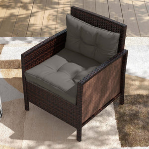 Lot de 4 coussins pour le jardin avec 2 coussins d'assise et 2 coussins de dossier, style capitonné, polyester, gris anthracite