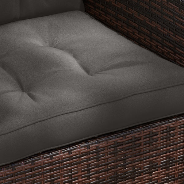 Lot de 4 coussins pour le jardin avec 2 coussins d'assise et 2 coussins de dossier, style capitonné, polyester, gris anthracite