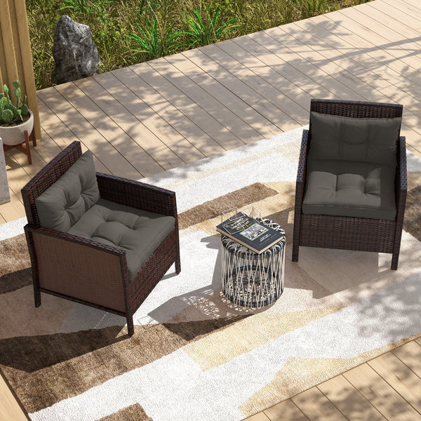 Lot de 4 coussins pour le jardin avec 2 coussins d'assise et 2 coussins de dossier, style capitonné, polyester, gris anthracite