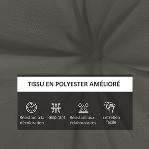 Lot de 4 coussins pour le jardin avec 2 coussins d'assise et 2 coussins de dossier, style capitonné, polyester, gris anthracite