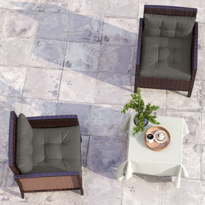 Lot de 4 coussins pour le jardin avec 2 coussins d'assise et 2 coussins de dossier, style capitonné, polyester, gris anthracite