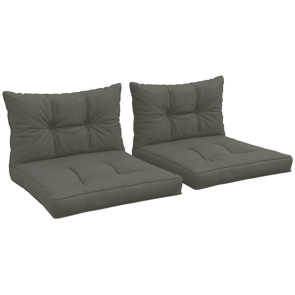Lot de 4 coussins pour le jardin avec 2 coussins d'assise et 2 coussins de dossier, style capitonné, polyester, gris anthracite