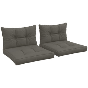 Lot de 4 coussins pour le jardin avec 2 coussins d'assise et 2 coussins de dossier, style capitonné, polyester, gris anthracite