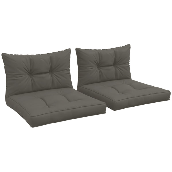 Lot de 4 coussins pour le jardin avec 2 coussins d'assise et 2 coussins de dossier, style capitonné, polyester, gris anthracite