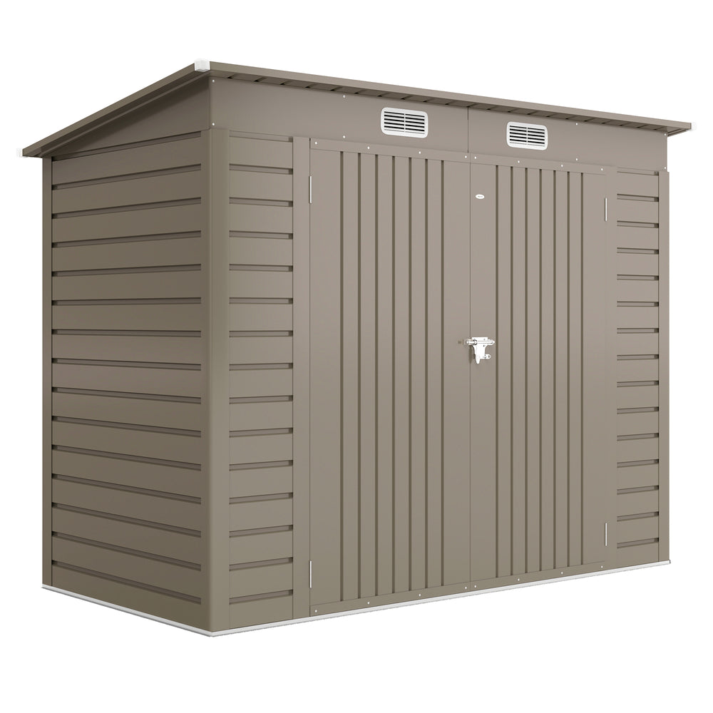 Abri de Jardin en Métal 3 m², Cabane de Jardin 249x121x183cm, Structure en Acier Galvanisé Améliorée, Cabanon Rangement Outils, Gants, Portes Verrouillables, Aérations, Gris Clair