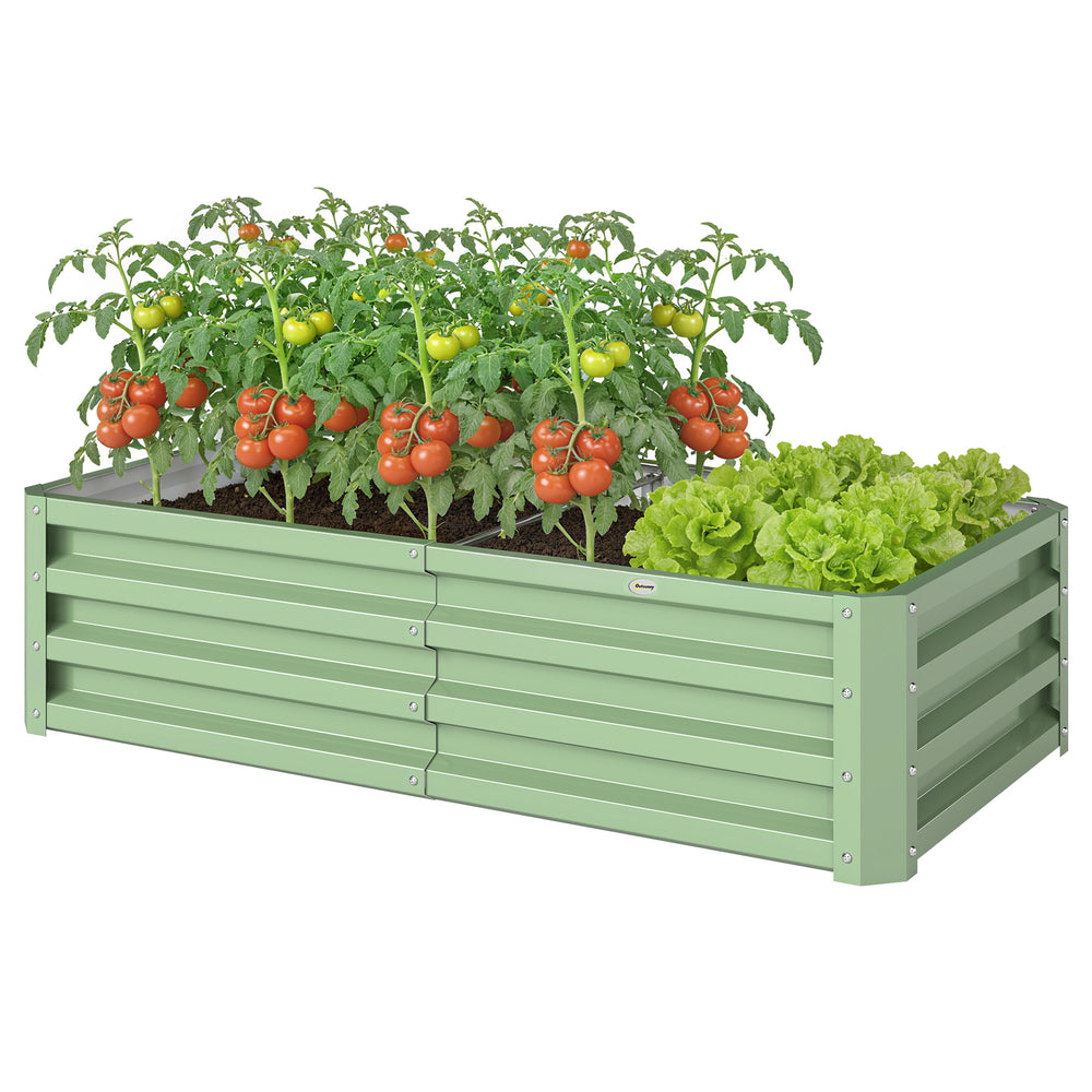 Carré Potager 120 x 60 x 30,5 cm, Potager Surélevé en Acier galvanisé pour Plantes légumes, Fleurs, Vert