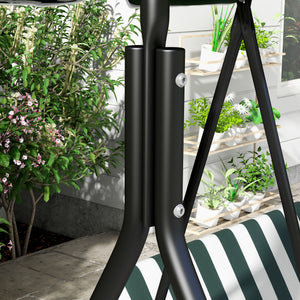 Balancelle de Jardin 3 Places Toit Inclinaison réglable Coussins Assise et Dossier 1,72L x 1,1l x 1,53H m Acier Noir Polyester Vert