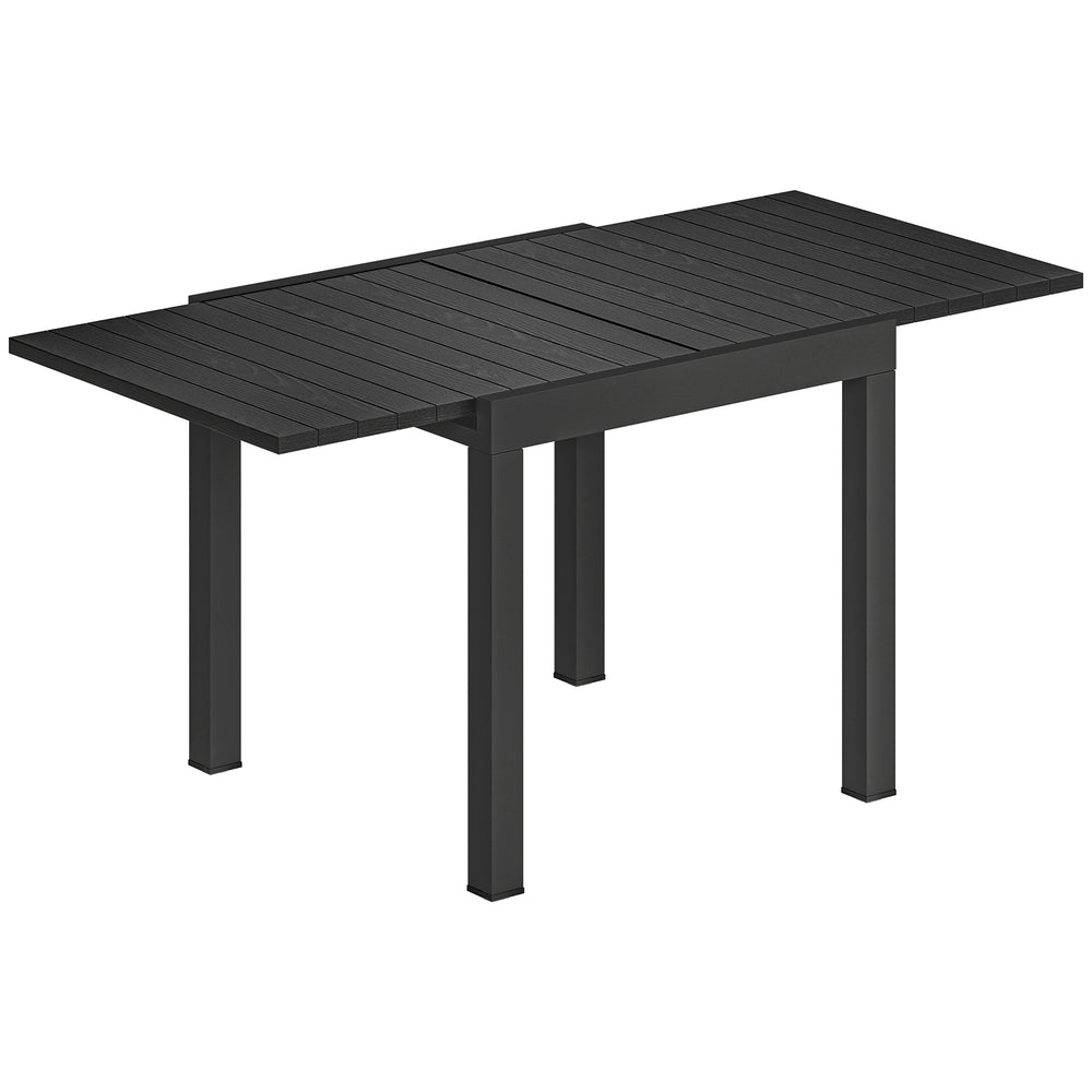 Table de jardin extensible en aluminium avec effet bois - table extérieur 4-6 personnes avec rallonge auto-stockée - mobilier de jardin design pour terrasse et balcon, 80-160 x 80 cm, noir