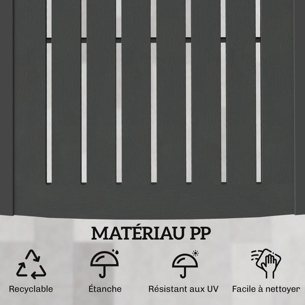 Lot de 2 chaises longues de jardin, en plastique PP avec plateau latéral, inclinables à 5 positions, tout temps, pour terrasse, piscine, jardin, plage, gris