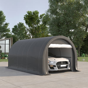 Tente garage carport dim. 5L x 3l x 2,4H m acier galvanisé robuste PE haute densité 190 g/m² imperméable anti-UV gris