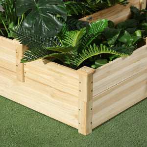 Carré potager en bois, jardinière extérieure en escalier, 3 niveaux, zones séparées, design sans fond, 108 x 88 x 36 cm, bois naturel