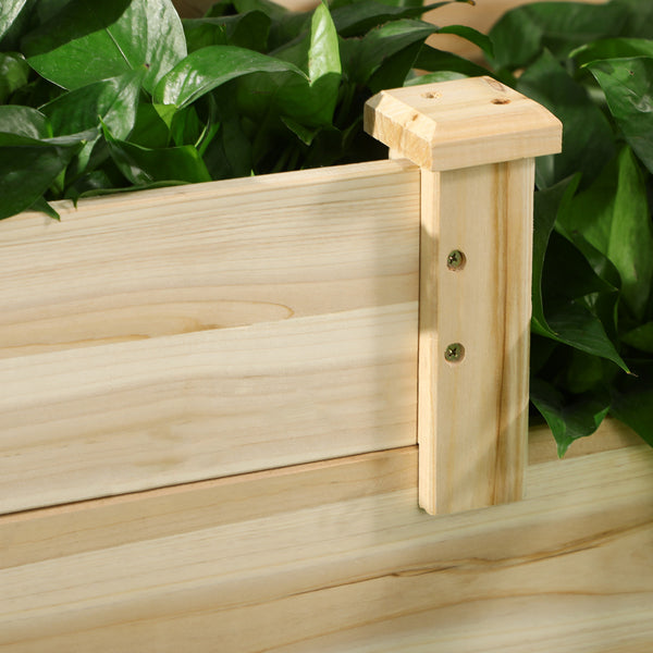 Carré potager en bois, jardinière extérieure en escalier, 3 niveaux, zones séparées, design sans fond, 108 x 88 x 36 cm, bois naturel