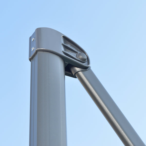 Parasol déporté Ø 3 m octogonal inclinable manivelle avec pied en acier gris