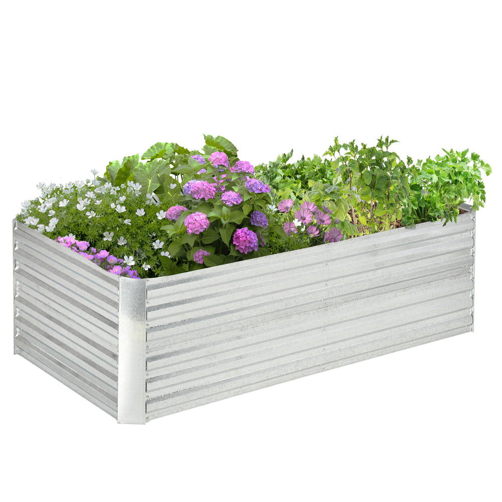 Carré potager de jardin rectangulaire tubes de renforcement acier galvanisé 180 x 90 x 59 cm argent