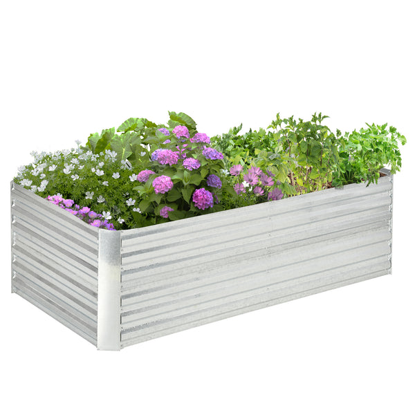 Carré potager de jardin rectangulaire tubes de renforcement acier galvanisé 180 x 90 x 59 cm argent