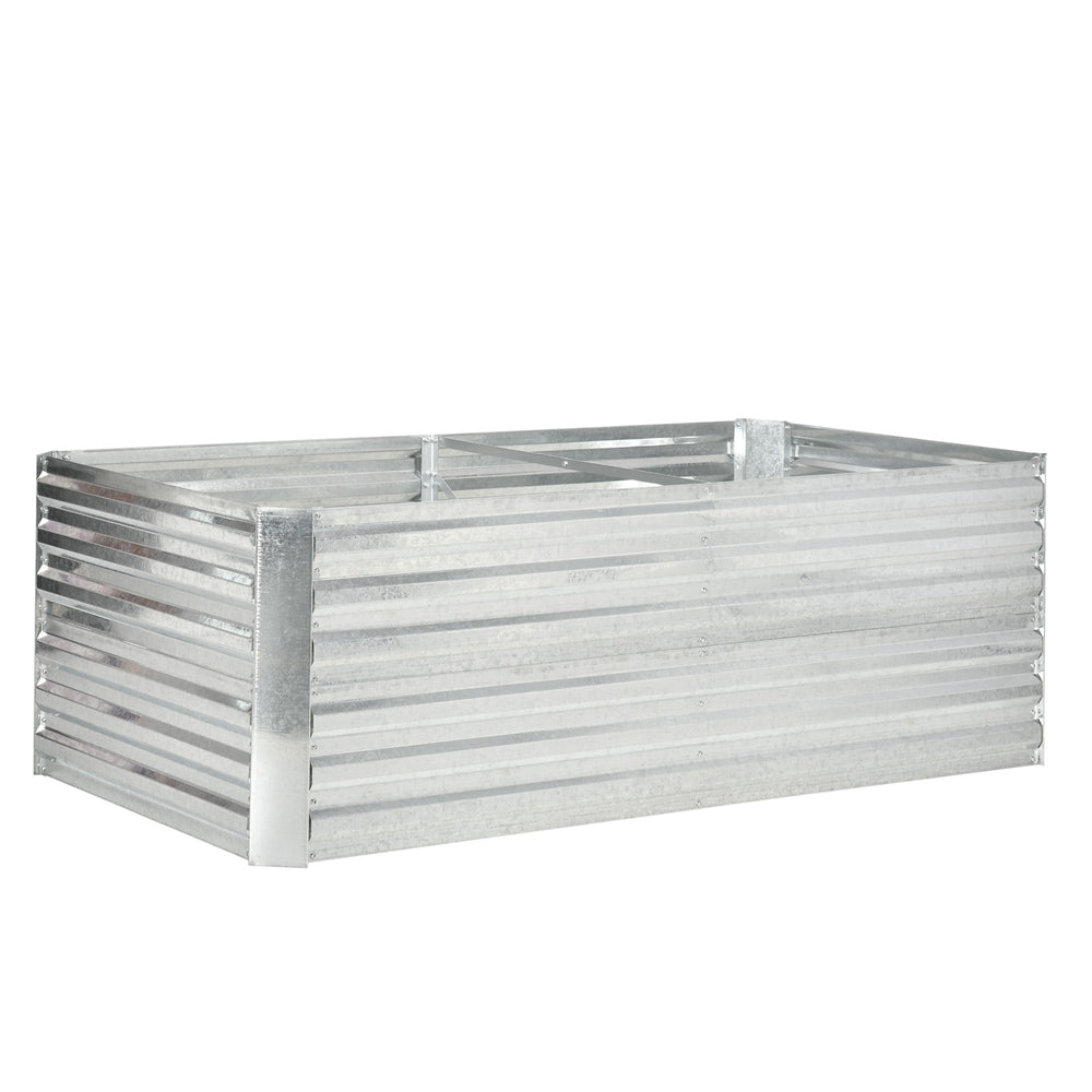 Carré potager de jardin rectangulaire tubes de renforcement acier galvanisé 180 x 90 x 59 cm argent