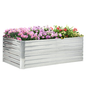 Carré potager de jardin rectangulaire tubes de renforcement acier galvanisé 180 x 90 x 59 cm argent