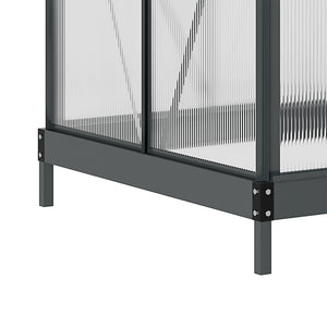 Serre de jardin polycarbonate 2,51 m² serre en aluminium pour le jardin 190 x 132 x 201 cm résistant aux UV, avec fondation renforcé, gouttière, lucarne et porte coulissant, Gris