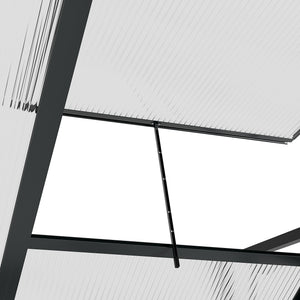 Serre de jardin polycarbonate 2,51 m² serre en aluminium pour le jardin 190 x 132 x 201 cm résistant aux UV, avec fondation renforcé, gouttière, lucarne et porte coulissant, Gris