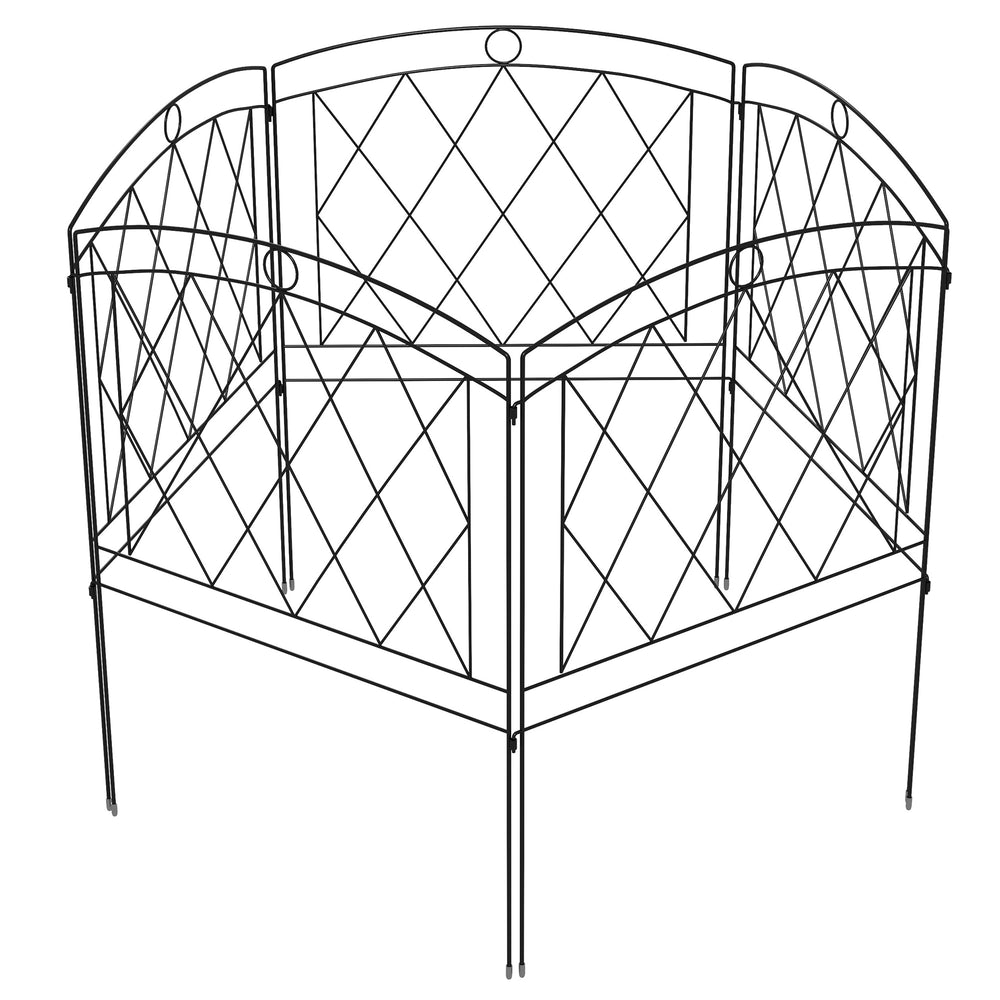 Lot de 5 panneaux de clôture de jardin décoratives, bordure de jardin en métal, pour parterre de fleurs - dim. 305 x 80 cm, noir