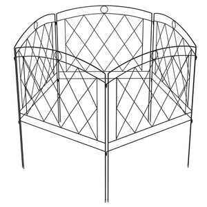 Lot de 5 panneaux de clôture de jardin décoratives, bordure de jardin en métal, pour parterre de fleurs - dim. 305 x 80 cm, noir